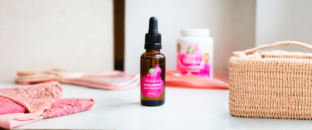 Hehku hyaluronihapposeerumi pipettipullossa