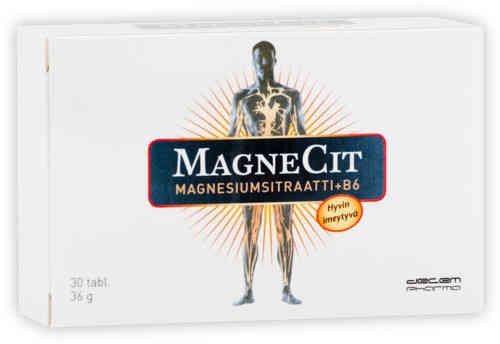 Magnecit 30 tabl magnesiumsitraatti + b6-vitamiini