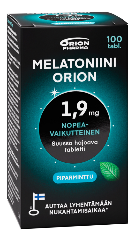 Melatoniini Orion 1,9 mg piparminttu suussa hajoava tabletti 100 kpl — Olo-apteekki