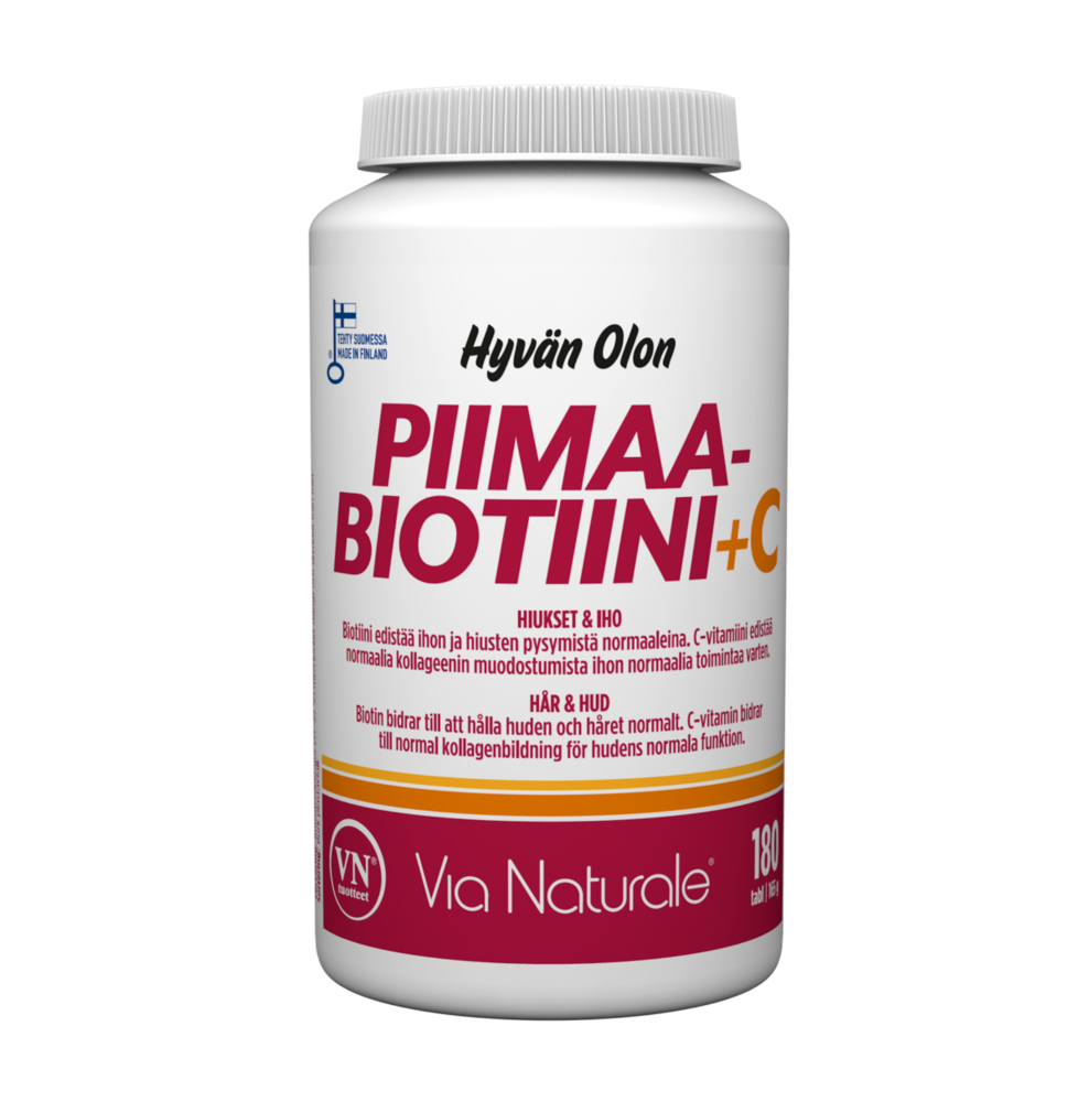 Via Naturale Hyvän Olon Piimaa Biotiini + C-vitamiini 180 tabl