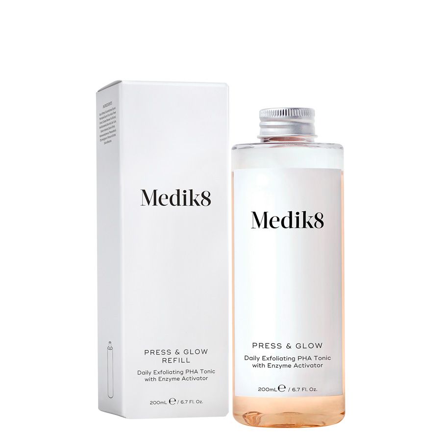 Medik8 Press & Glow Ihoa kuoriva kasvovesi täyttöpakkaus 200 ml | 22,67 €