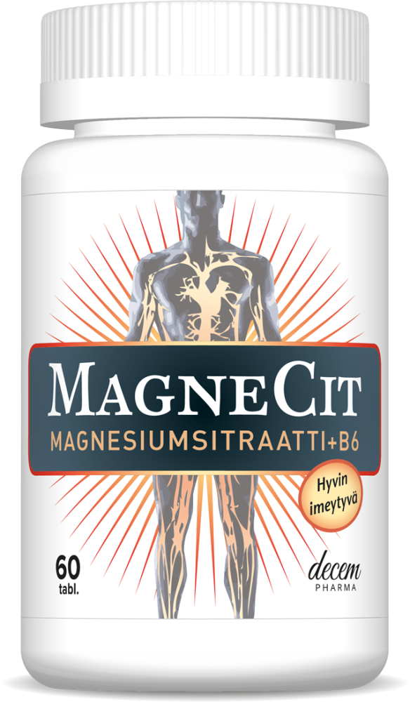 Magnecit 60 tabl magnesiumsitraatti + b6-vitamiini
