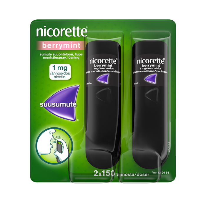 Nicorette Berrymint 1 mg/annos 2x150 annosta sumute suuonteloon, liuos-13