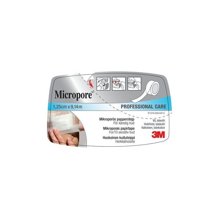 3M Micropore 1,25 cm x 9,1 m valkoinen katkokela 1kpl-13