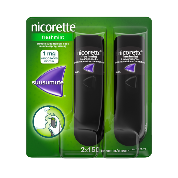 Nicorette Freshmint 1 mg/annos 2x150 annosta sumute suuonteloon-13