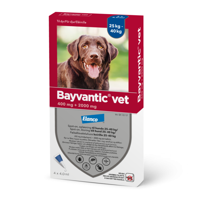 BAYVANTIC VET 400/2000 mg 4 x 4 ml paikallisvaleluliuos koirille 25–40 kg-13