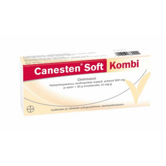 CANESTEN SOFT KOMBI 500 mg + 10 mg/g 1 + 20 g emulsiovoide + emätinpuikko, kapse-13