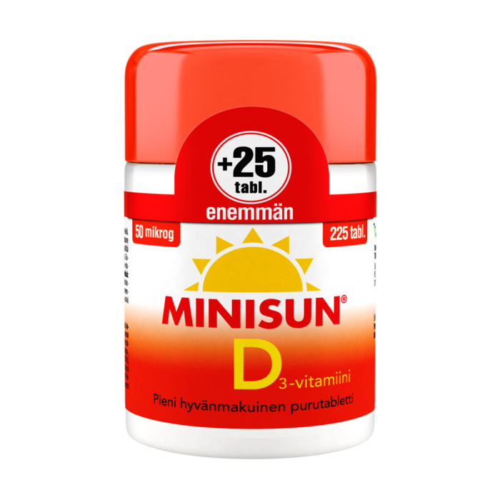 Minisun D-Vitamiini 50 mikrog 225 purutabl 200+25 purutabl-13
