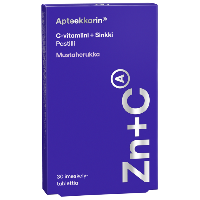 Apteekkarin C+ Sinkki pastilli mustaherukka 30 kpl-13
