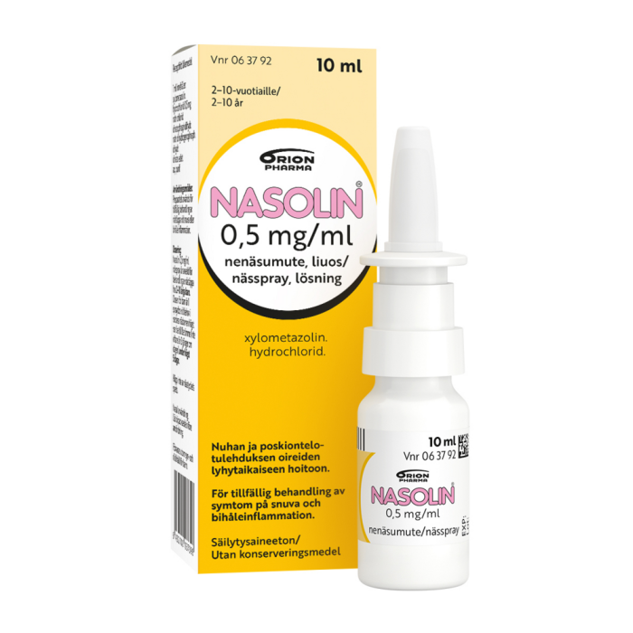 Nasolin 0,5 mg/ml 10 ml nenäsumute, liuos säilytysaineeton-13