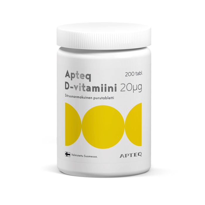 Apteq D-vitamiini 20 mikrog 200 tabl-13