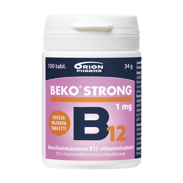 Beko Strong B12-vitamiini 1mg 100 purutabletti mansikka-13