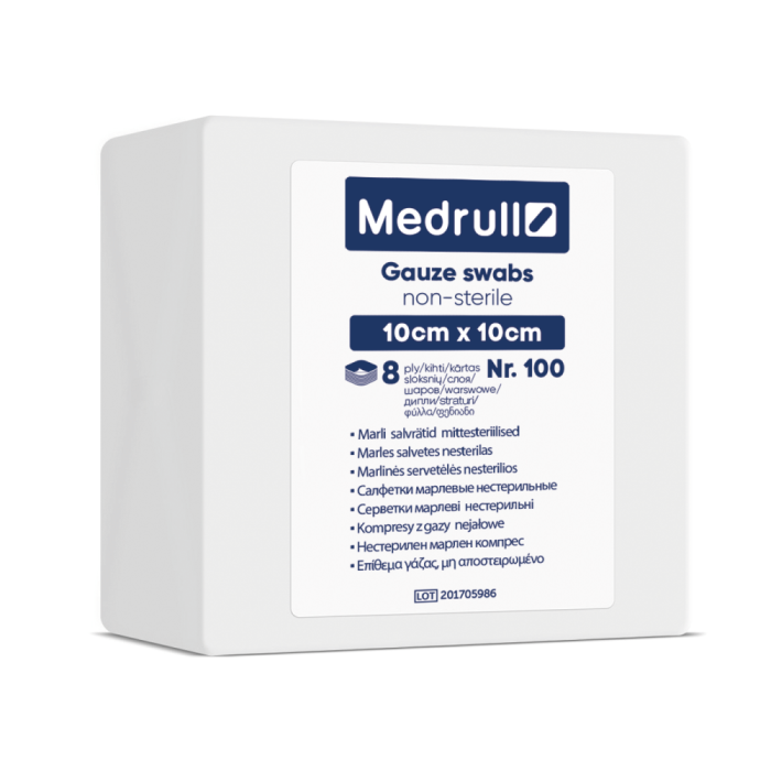 Medrull harsotaitos Gauze Swabs 8krs 10 x 10 cm 100 kpl-13