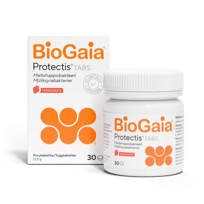 BioGaia Tabs maitohappobakteeri Mansikka 30 tabl-13