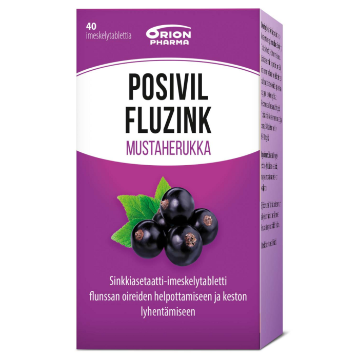 Posivil Fluzink mustaherukka 40 tabl imeskelytabletti-13