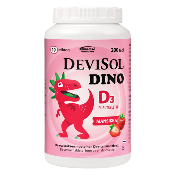 Devisol Dino Mansikka 10 mikrog 200 purutabl-13
