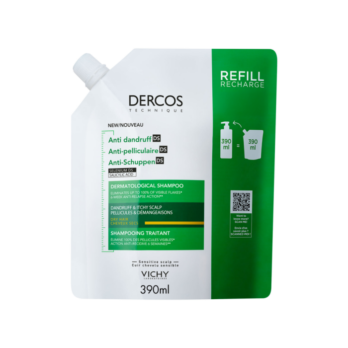 Vichy Dercos Shampoo Anti-dandruff kuiville hiuksille täyttöpakkaus 390 ml-13