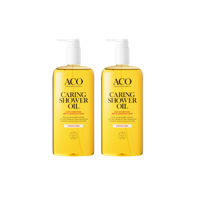 ACO Body Caring Shower Oil hajusteeton 2x400 ml säästöpakkaus-13