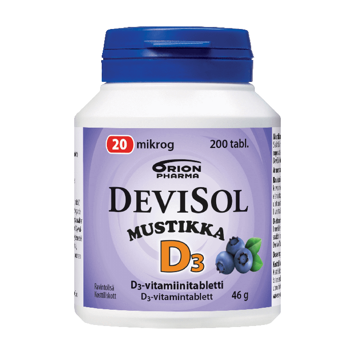 Devisol Mustikka 20 mikrog 200 kpl imeskelytabletti-13