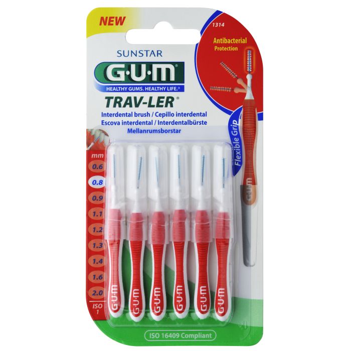 Gum Trav-Ler väliharja 0,8 mm punainen 6 kpl 1314g-13
