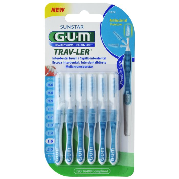 Gum Trav-Ler väliharja 1,6 mm sininen 6 kpl 1614g-13
