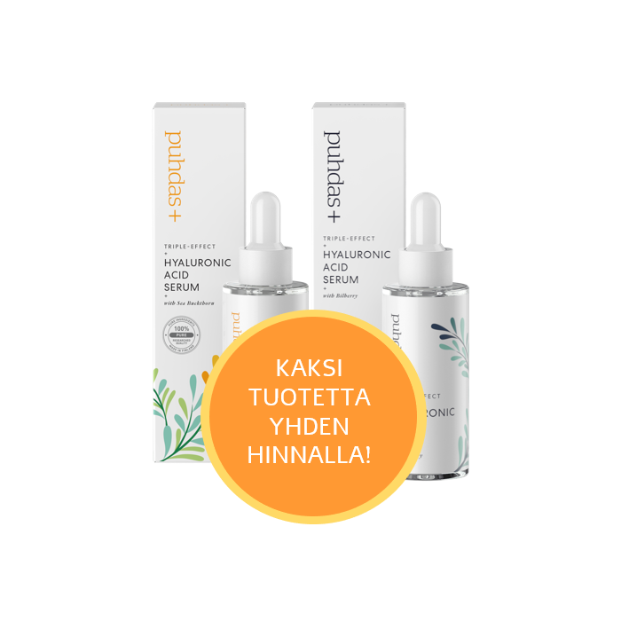 Puhdas+ Hyaluronihapposeerumi Mustikka ja Tyrni tuplapakkaus 2x30ml-13