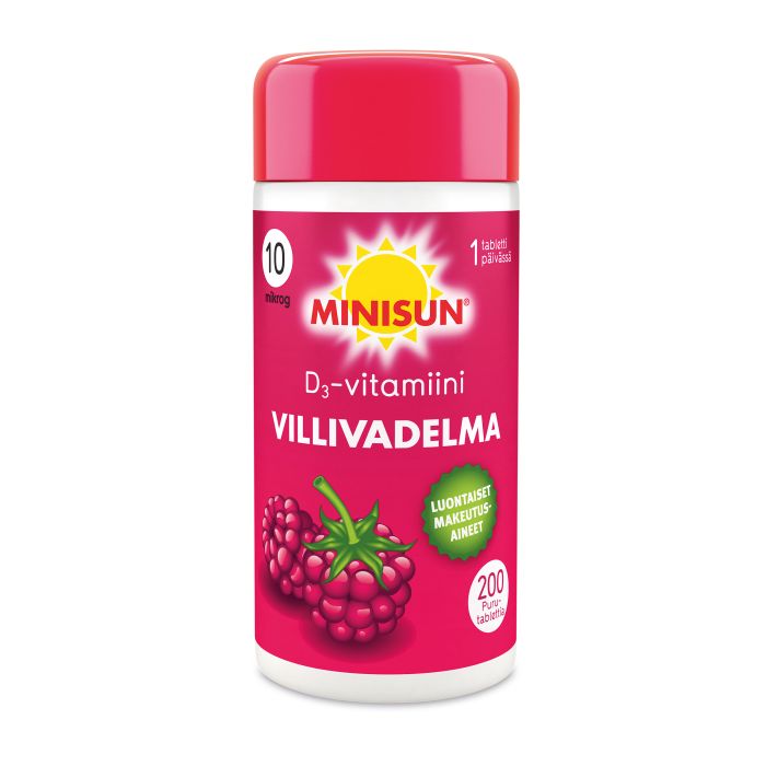 Minisun D-Vitamiini 10 mikrog villivadelma 200 purutabl-13