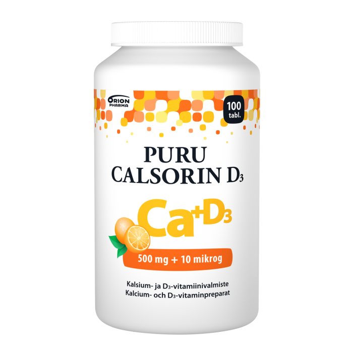 Puru Calsorin D3 500 mg + 10 mikrog 100 purutabl-13