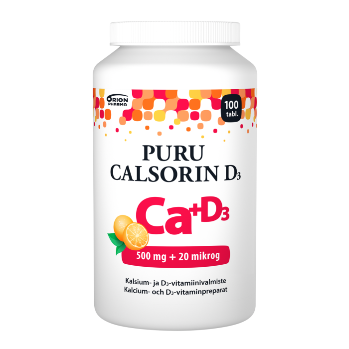 Puru Calsorin D3 500 mg + 20 mikrog 100 purutabl-13