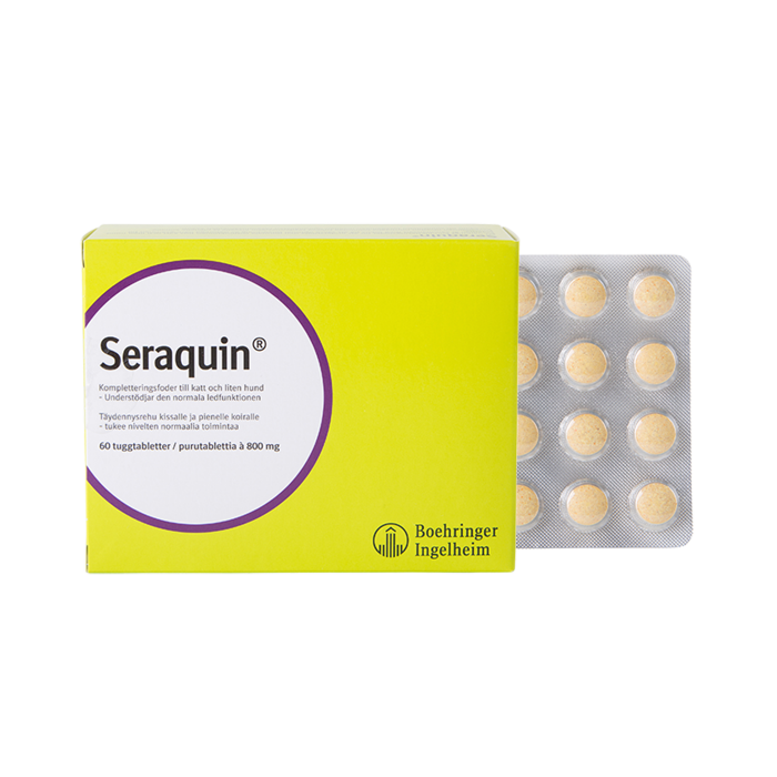Seraquin 800Mg Tabl 60 kpl kissoille ja pienille koirille, täydennysrehu-13