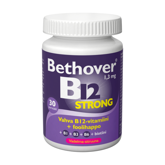Bethover Strong B12-vitamiini Vadelma-sitruuna 30 tabl-13