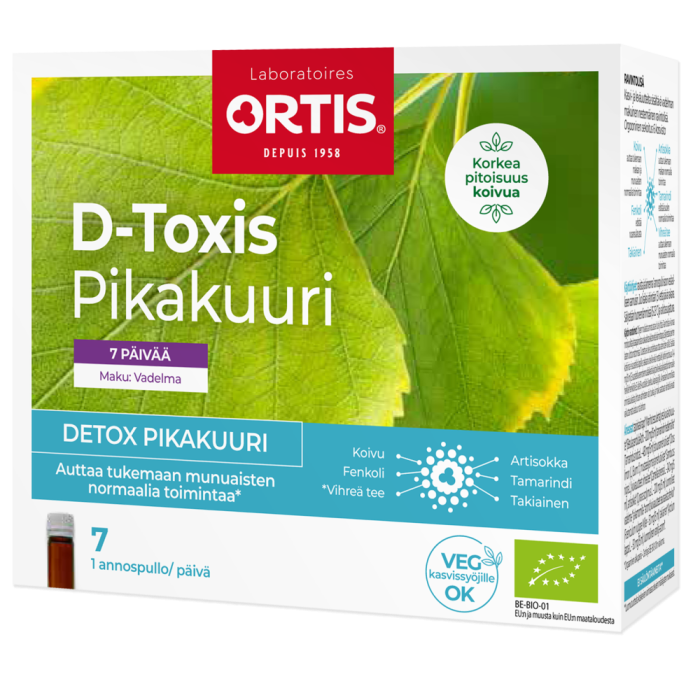 D-Toxis Detox Pikakuuri Vadelma 7x15 ml Luomu-13