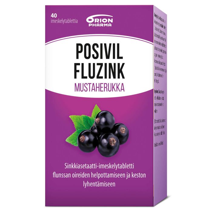 Posivil Fluzink mustaherukka 40 tabl imeskelytabletti-13