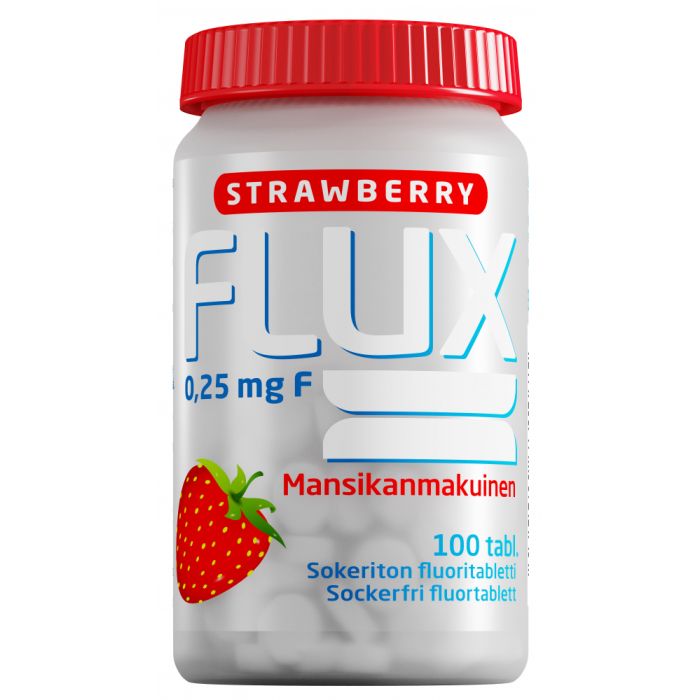 Flux Strawberry fluoritabletti 100 imeskelytabl  250 mikrog-13