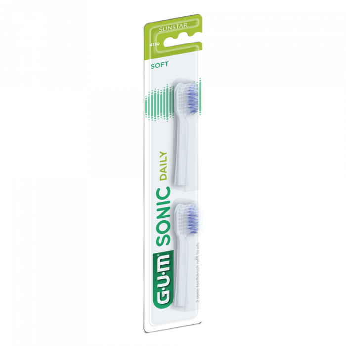 Gum Sonic Daily vaihtoharjaspäät 2 kpl valkoinen-13