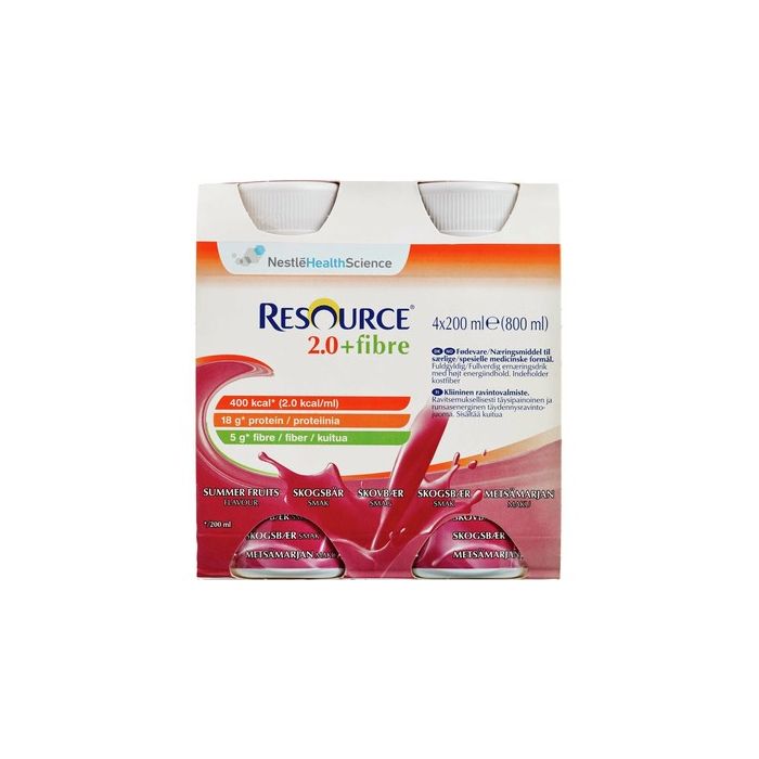 Resource 2.0 Fibre 4x200 ml neste, täydennysravintovalmiste metsämarja-13