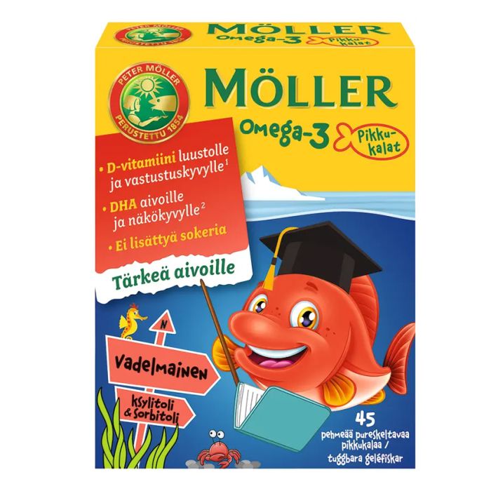 Möller Omega-3 Pikkukalat vadelmainen 45 kpl-13