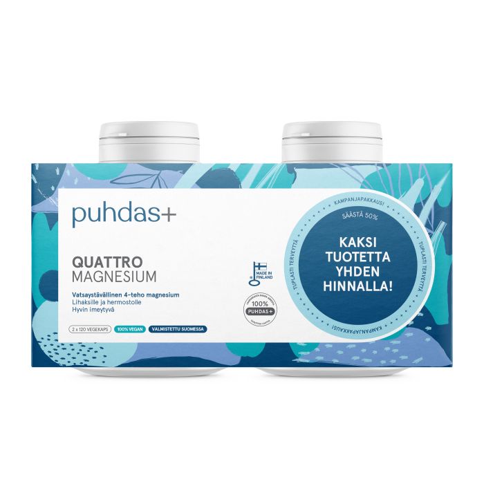 Puhdas+ Quattro Magnesium tuplapakkaus 2x120kpl-13