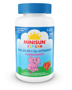 Minisun Luusto Pehmofantti Junior Kalsium+D-vitamiini 120 kpl pehme&auml; pureskelt
