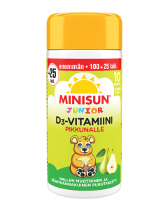Minisun D-vitamiini 10 mikrog Päärynä Nalle Junior 125 tabl  