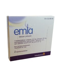 EMLA 25/25 mg 2 x 1 kpl l&auml;&auml;kelaastari yksitt&auml;ispakattu