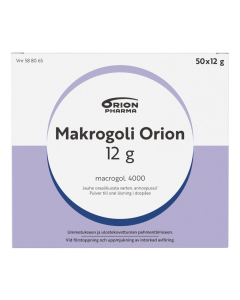MAKROGOLI ORION 12 g 50 x 12 g jauhe oraaliliuosta varten, annospussi