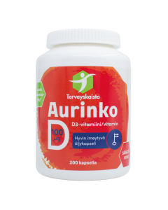 Terveyskaista Aurinko D 100 mikrog 200 kaps