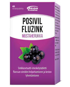Posivil Fluzink mustaherukka 40 tabl imeskelytabletti
