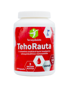Terveyskaista TehoRauta 100 mg + C-vitamiini 100 kaps