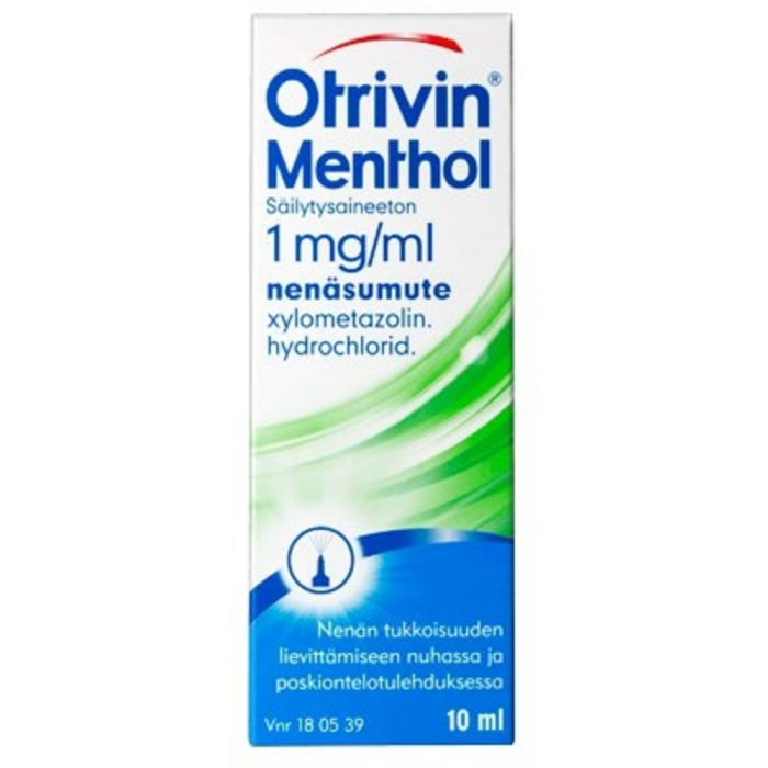 OTRIVIN MENTHOL SÄILYTYSAINEETON 1 mg/ml 10 ml nenäsumute, liuos Freepod-pumppu-13