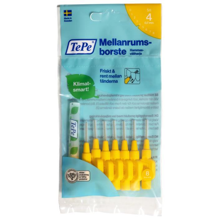 Tepe hammasväliharja 0,7mm keltainen 8 kpl f-13