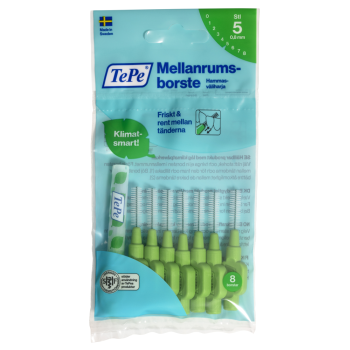 Tepe hammasväliharja 0,8mm vihreä 8 kpl m-13