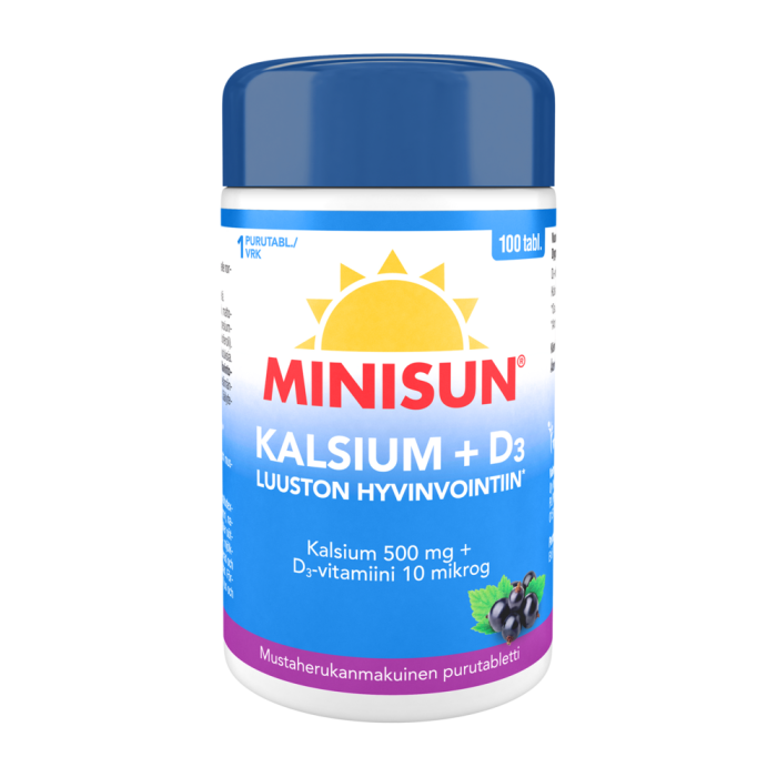 Minisun Kalsium + D 10 mikrog marjainen 100 purutabl-13