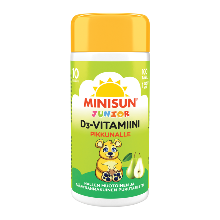 Minisun D-vitamiini 10 mikrog Päärynä Nalle Junior 100 tabl  -13